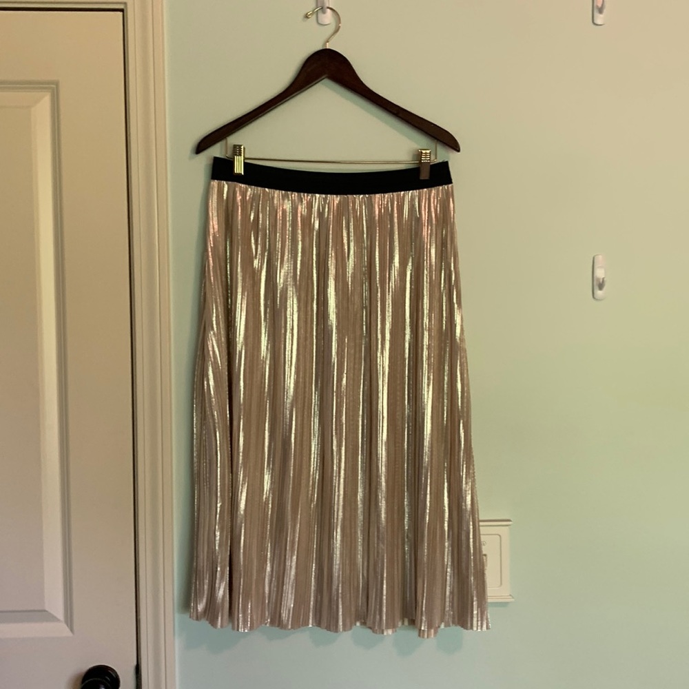 Pale gold pleated skirt